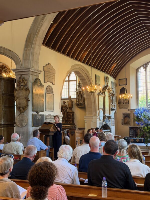 Leslie Woit, Celebrating the life of Minty Clinch at Chelsea Old Church, Wednesday 24th June 2026. Image © PlanetSKI.